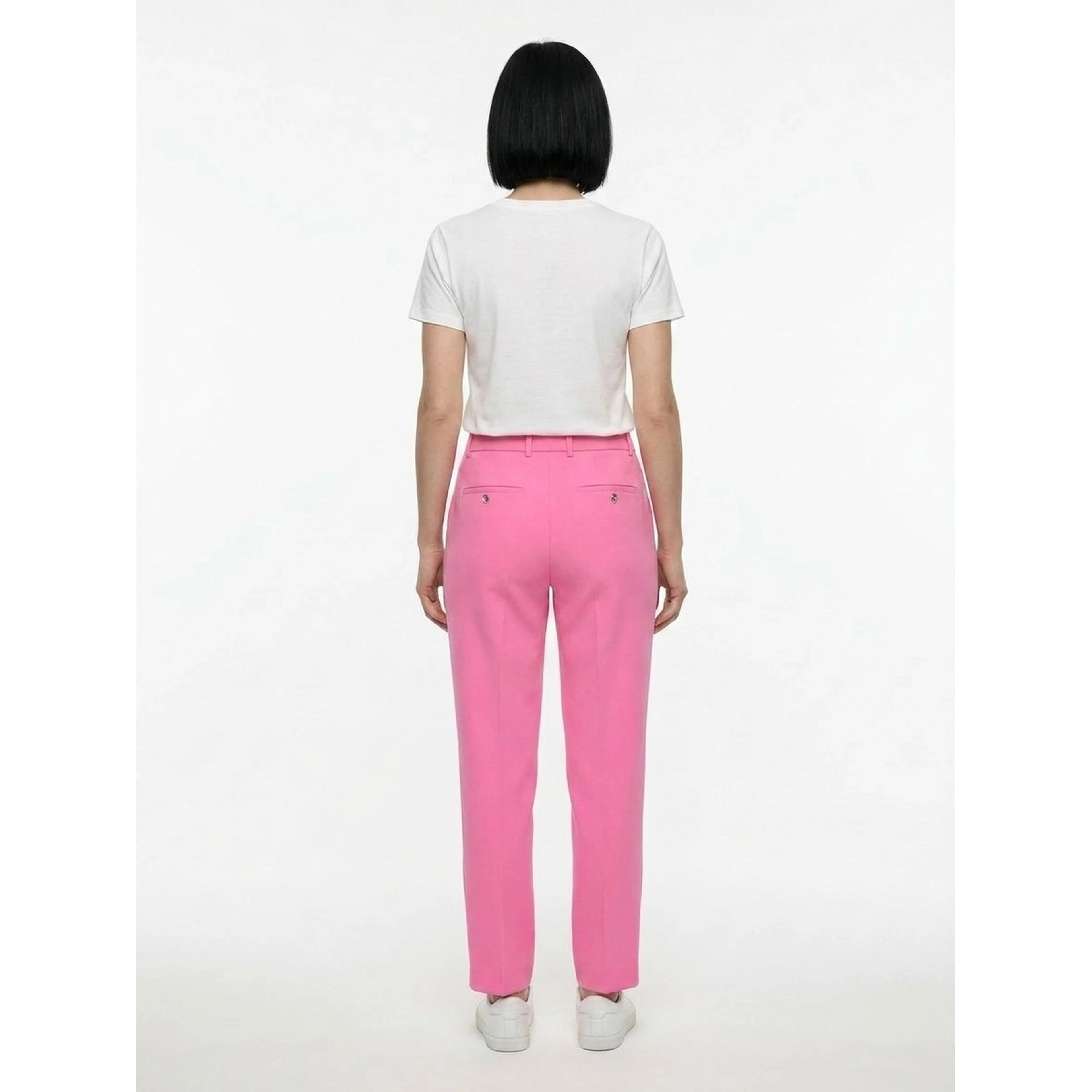 Pink Elastane Casual Pants