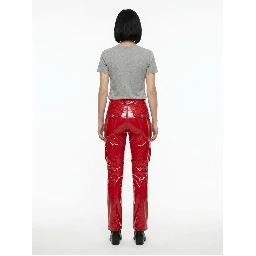 Red Elastane Casual Pants