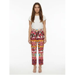 Multicolor Cotton Casual Pants