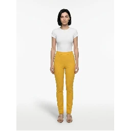 Yellow Polyester Skinny Pants
