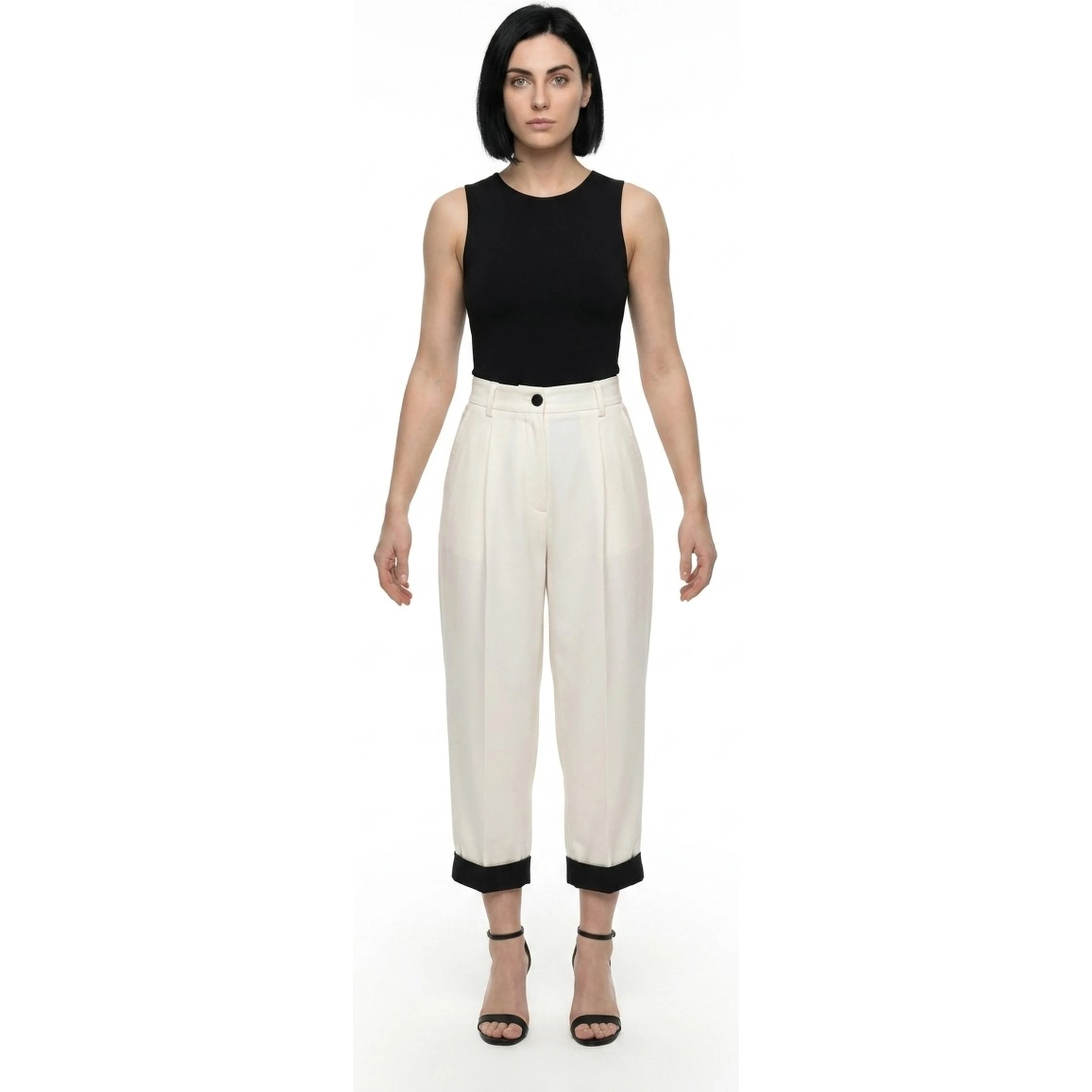 White Virgin Wool Casual Pants