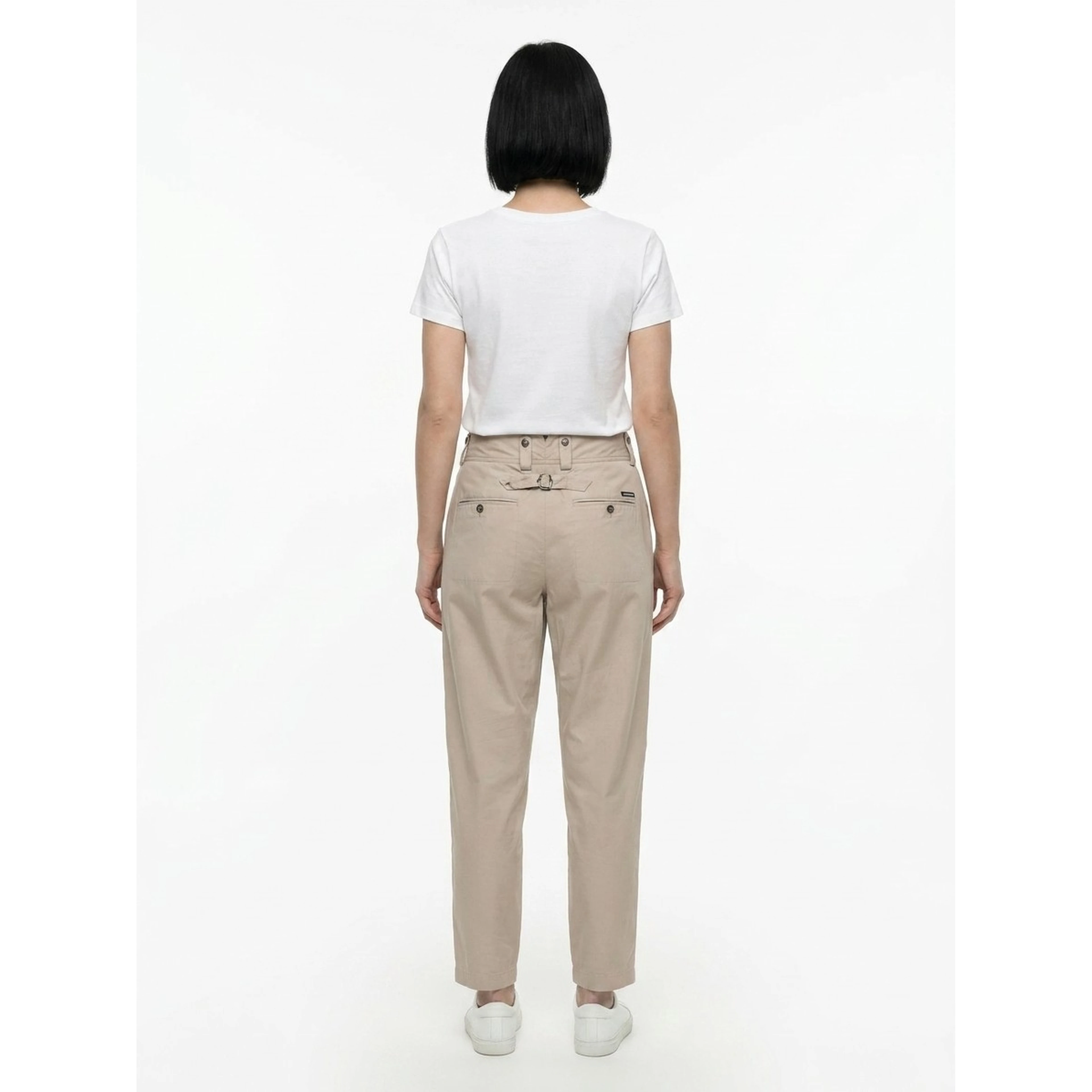 Beige Cotton Cargo Pants