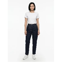 Navy Blue Cotton Straight-Leg Jeans
