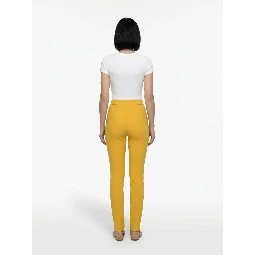 Yellow Polyester Skinny Pants