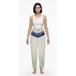 Navy Blue Cotton Casual Pants
