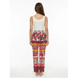 Multicolor Cotton Casual Pants