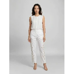 White Cotton Casual Pants