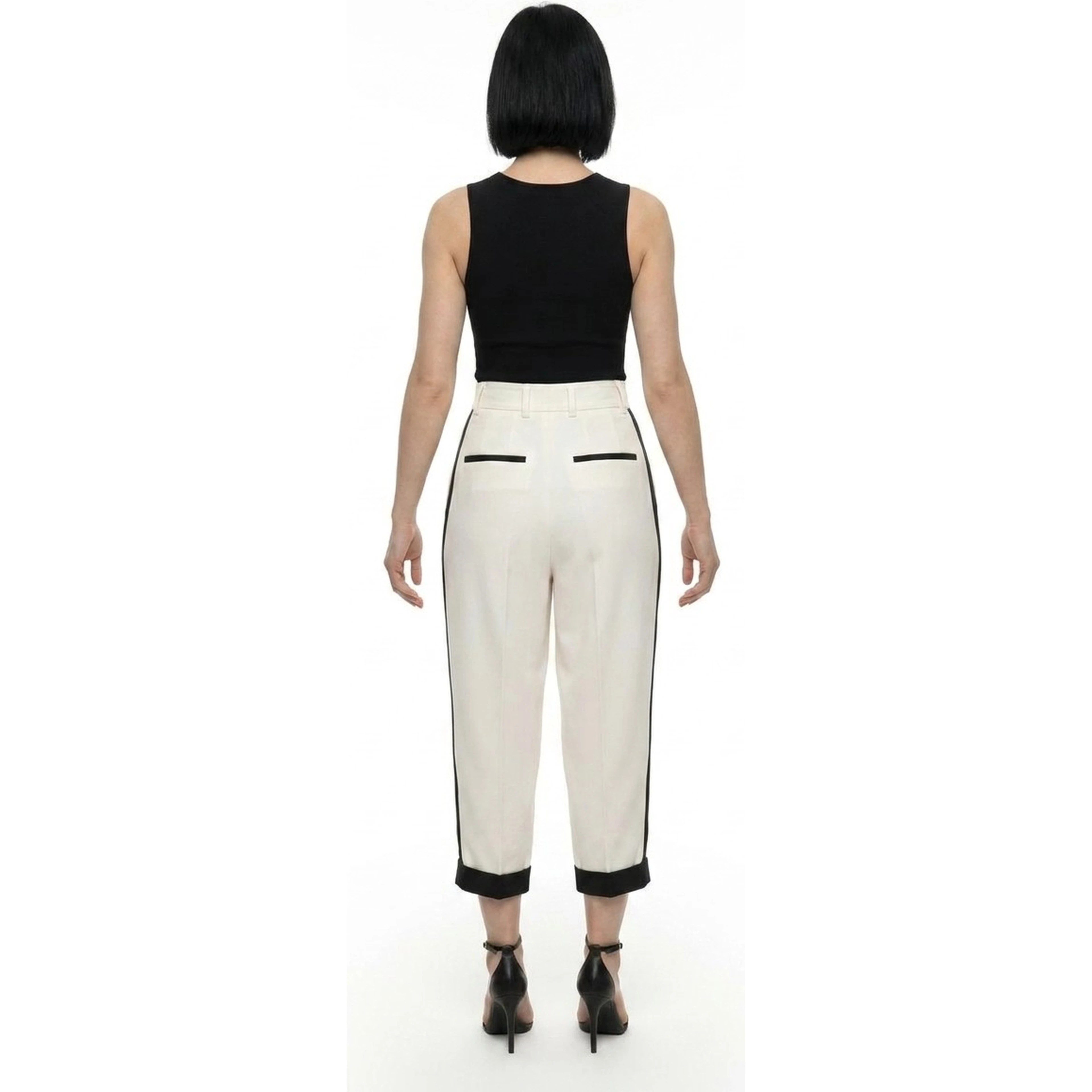 White Virgin Wool Casual Pants