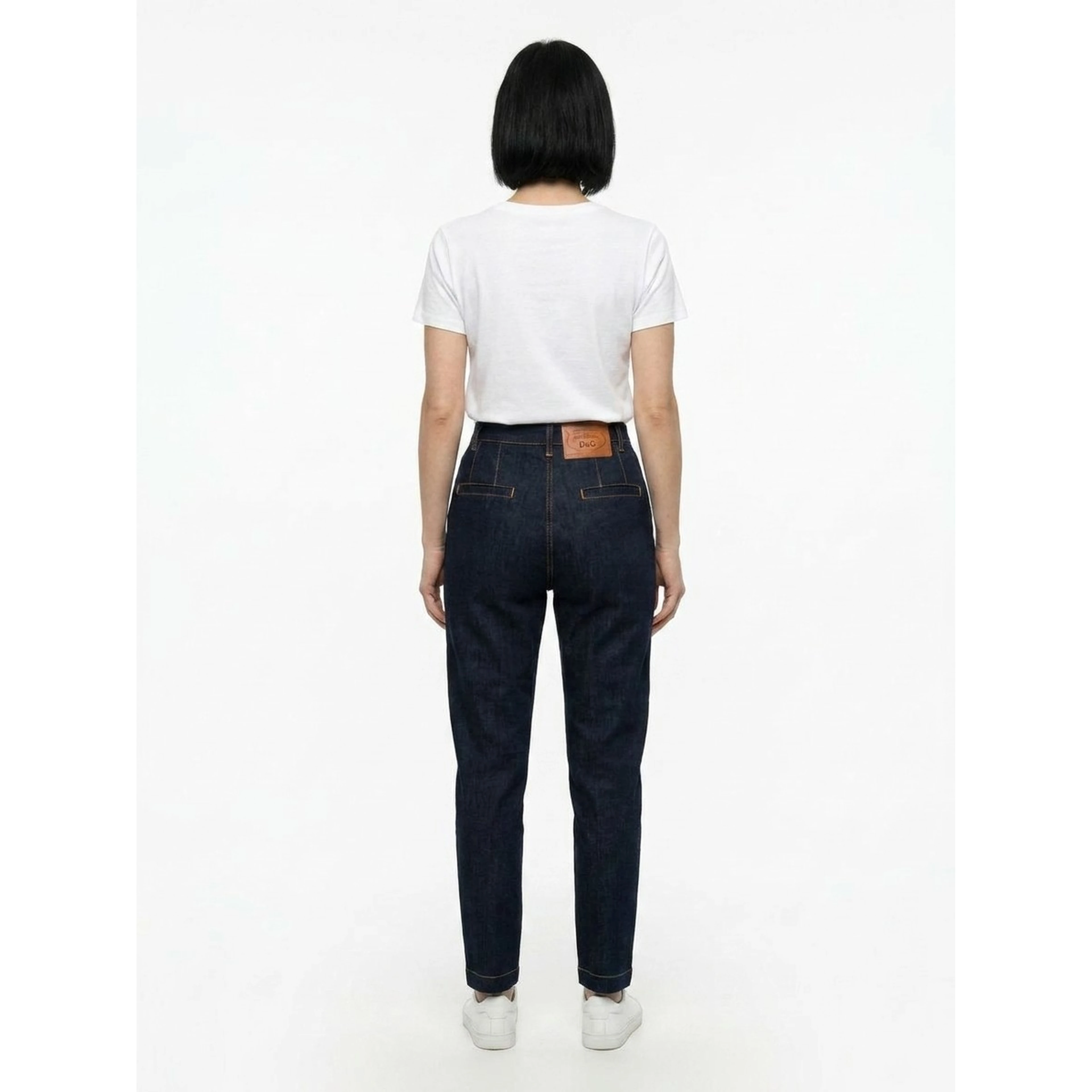 Navy Blue Cotton Straight-Leg Jeans