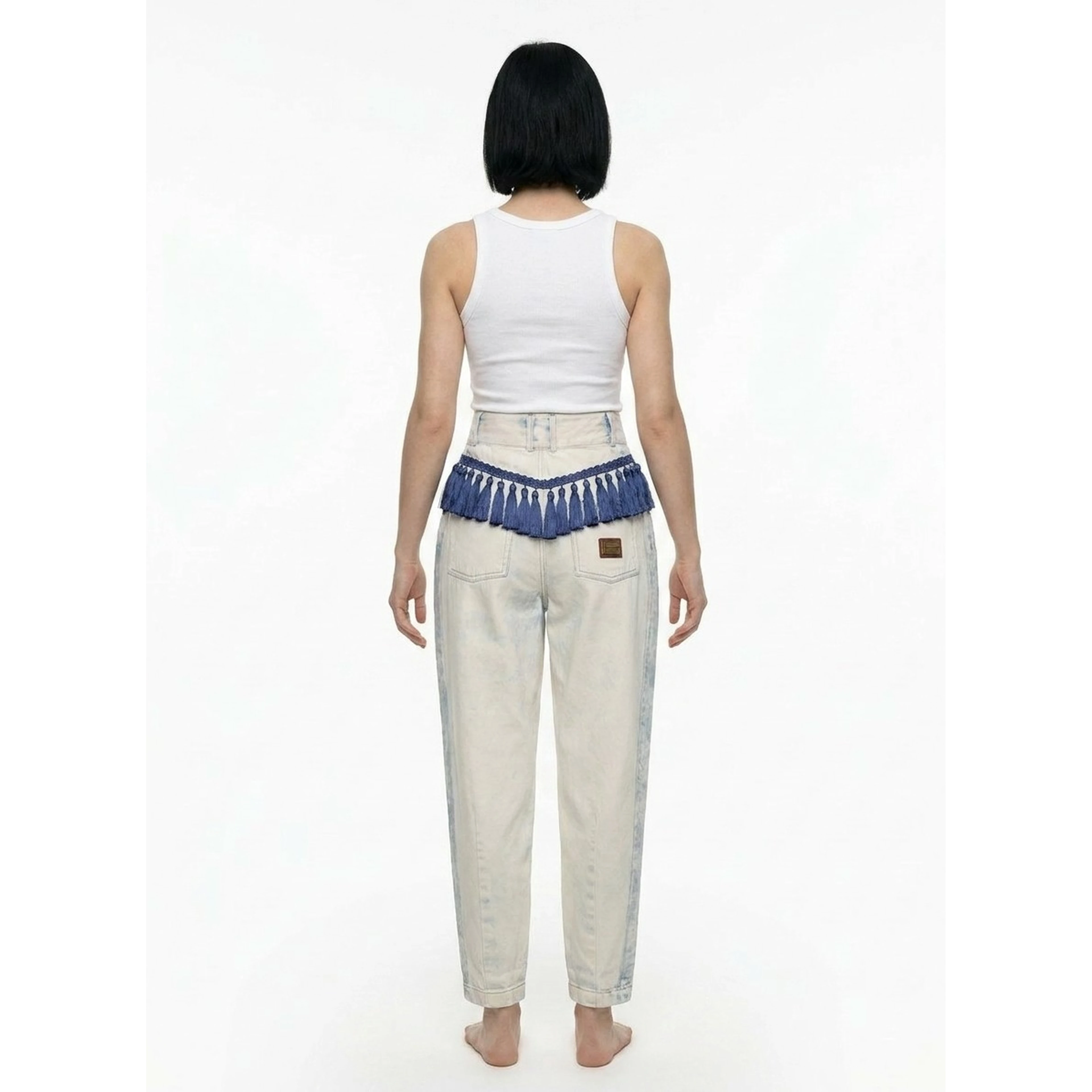 Navy Blue Cotton Casual Pants