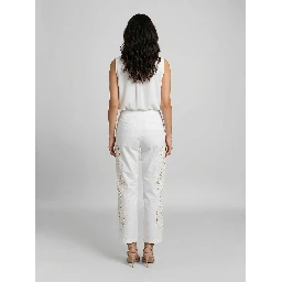 White Cotton Casual Pants