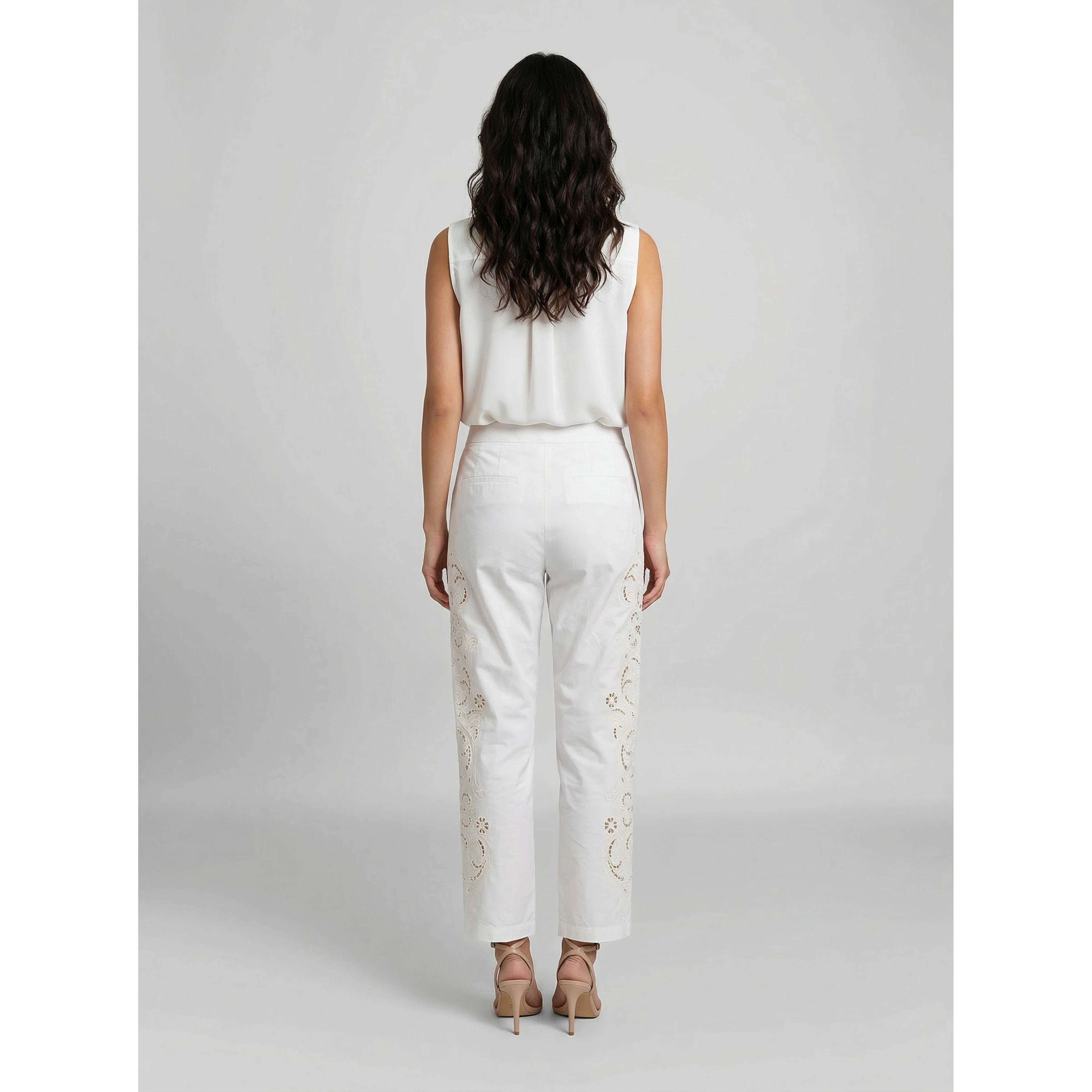 White Cotton Casual Pants