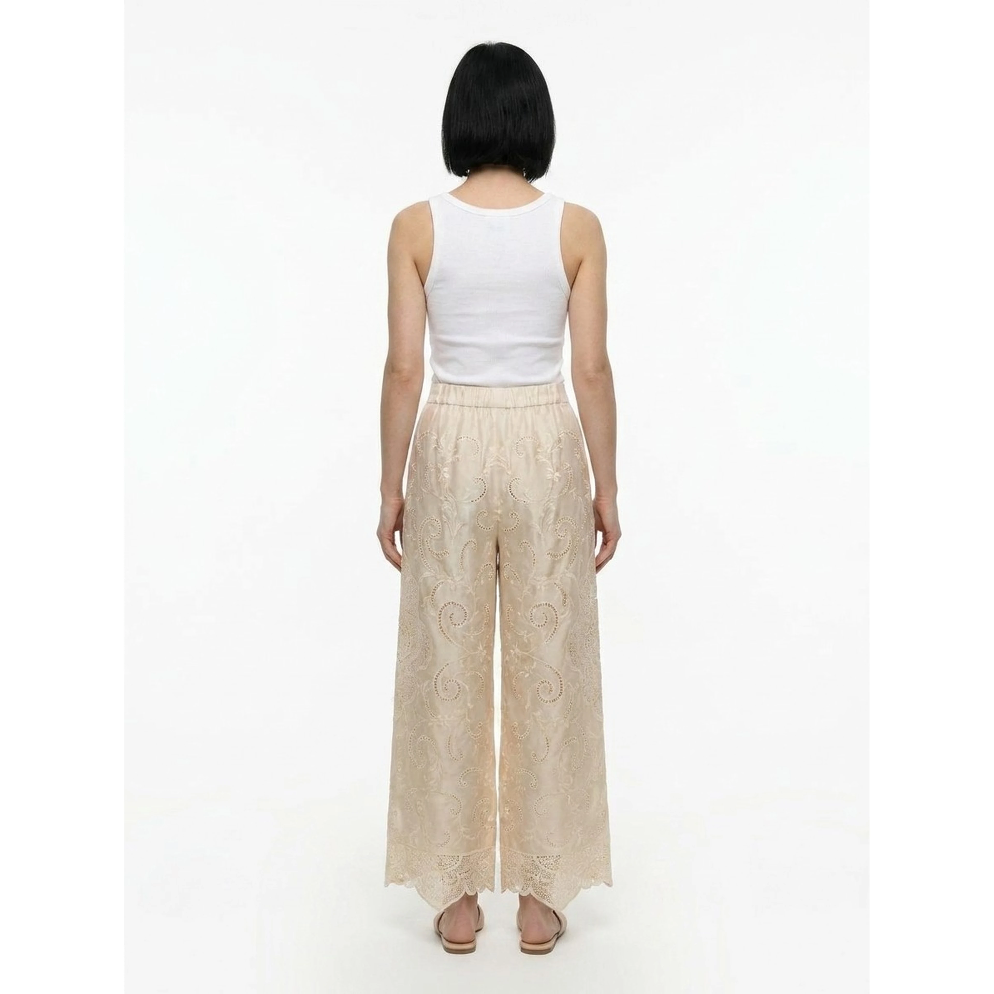White Cotton Casual Pants