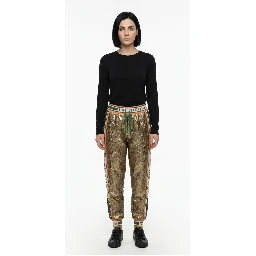 Gold Metallic Fibre Casual Pants