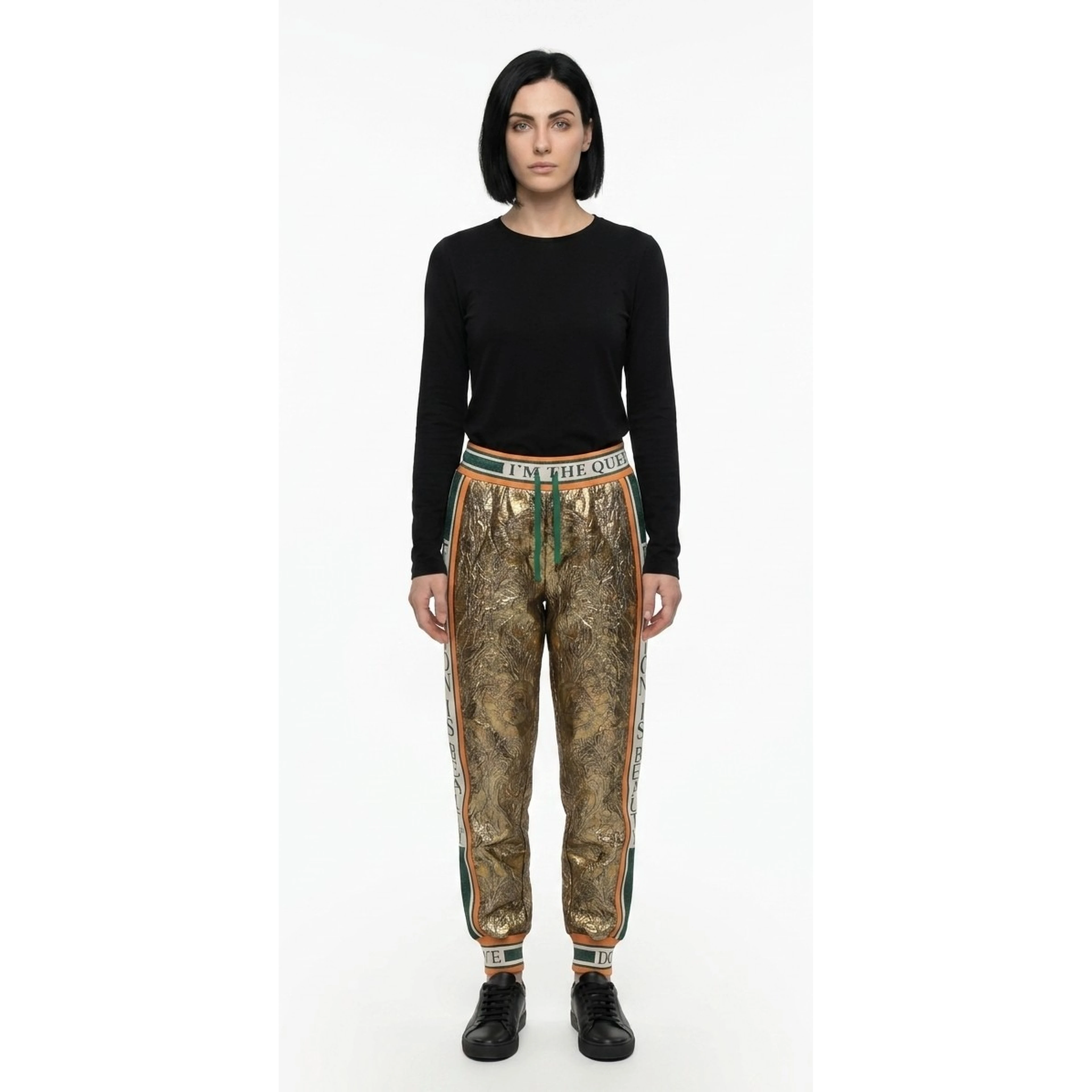 Gold Metallic Fibre Casual Pants