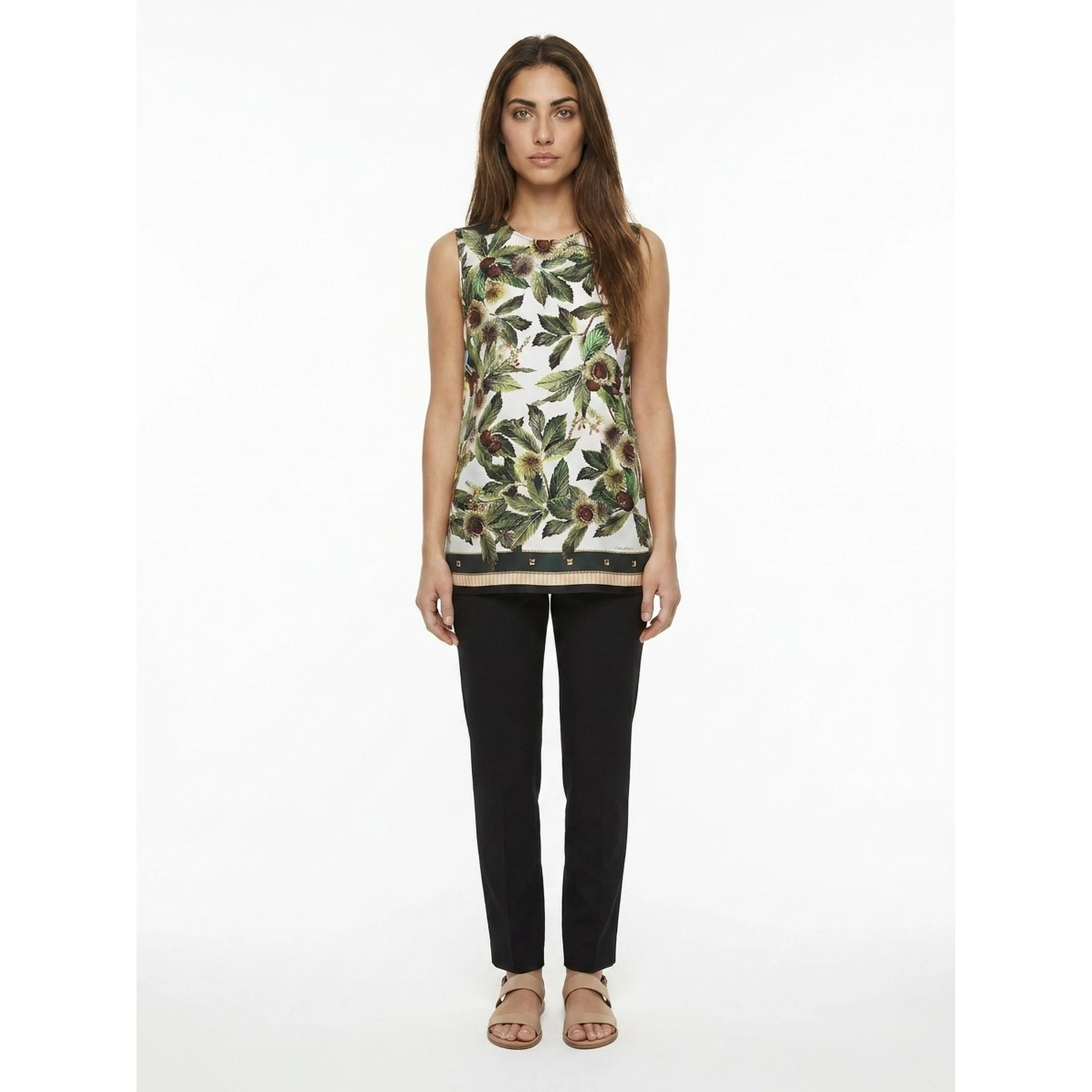 Bicolor Silk Sleeveles T-Shirt