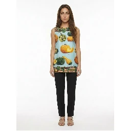 Bicolor Silk Sleeveles T-Shirt