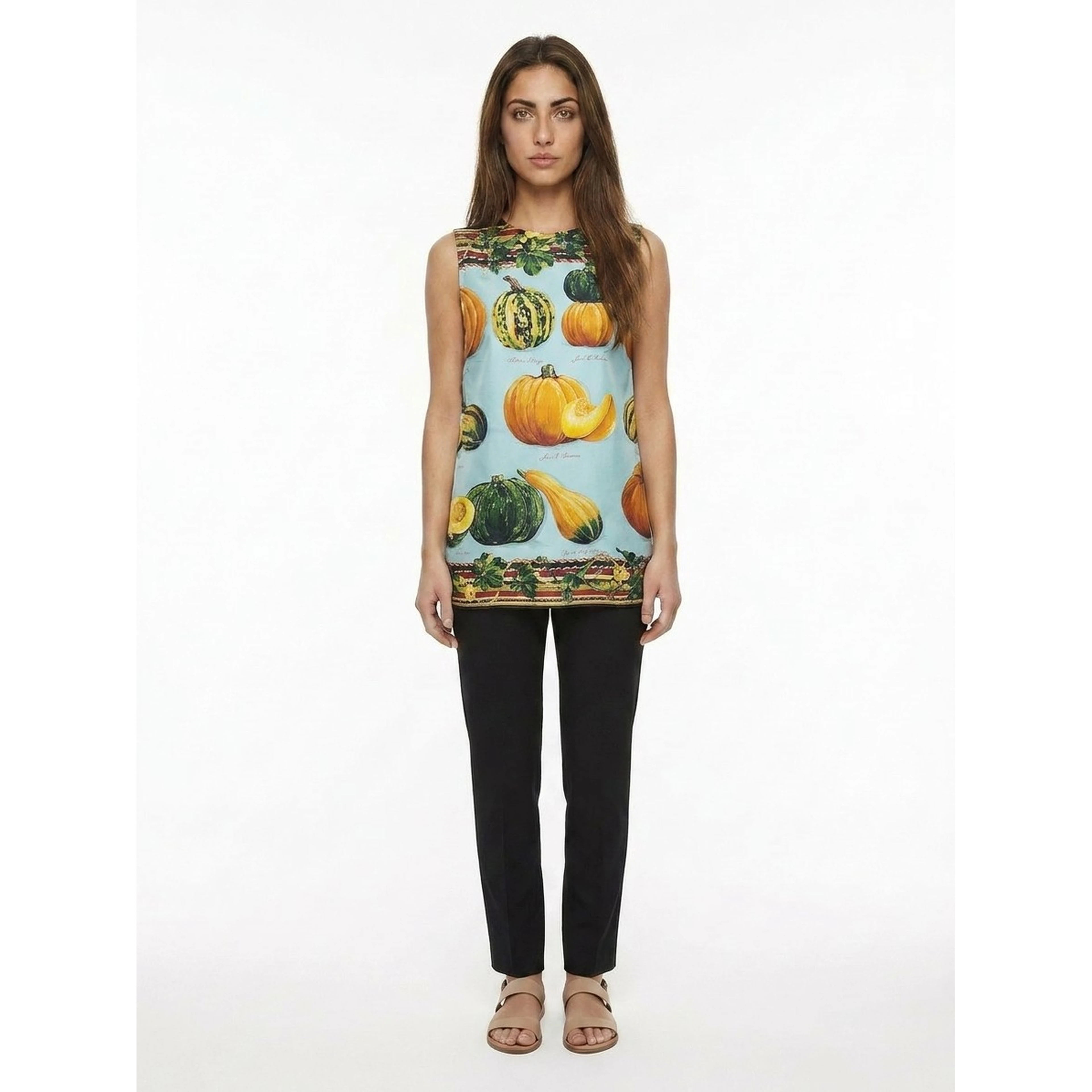 Bicolor Silk Sleeveles T-Shirt