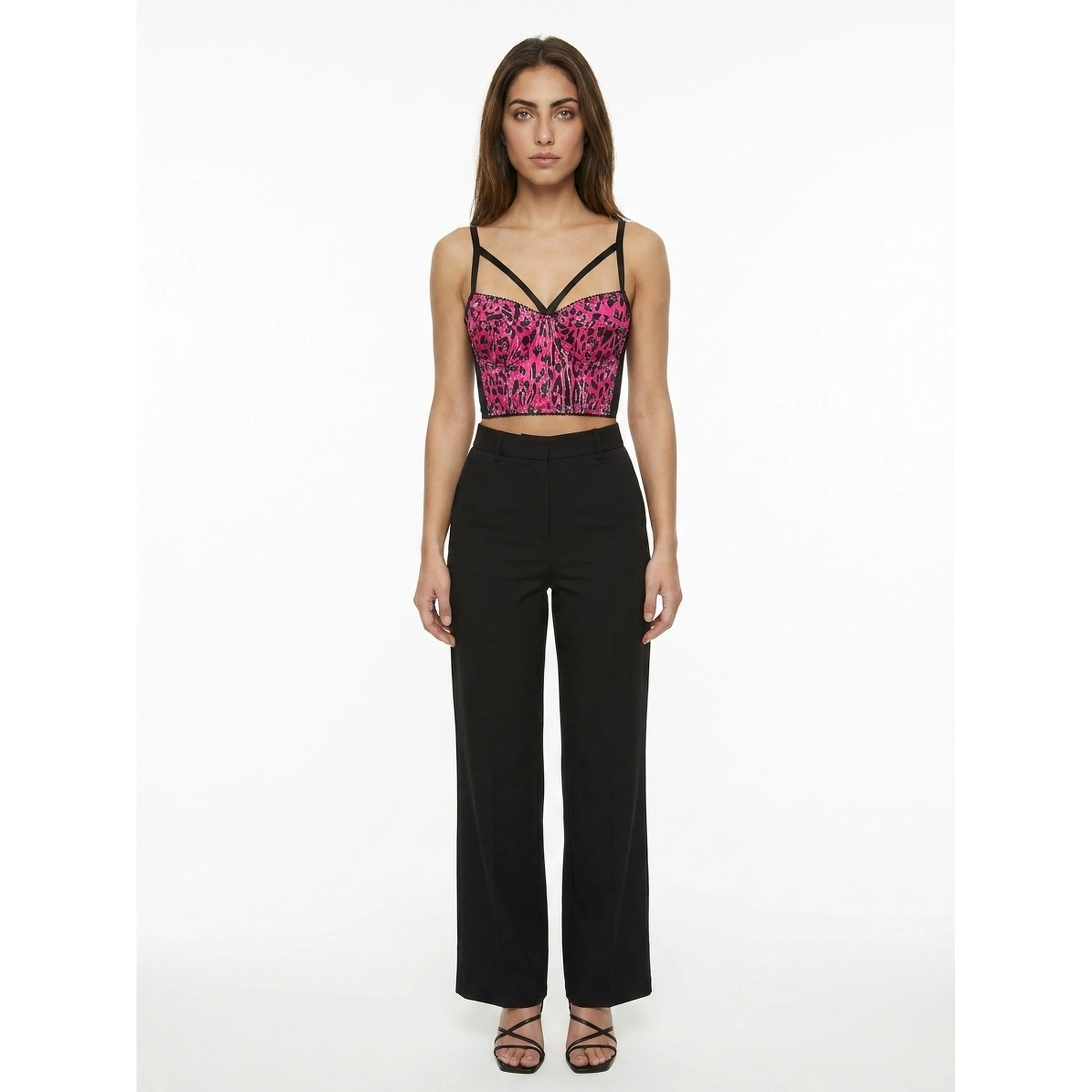 Multicolor Elastane Sleeveles T-Shirt