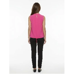 Pink Elastane Sleeveles T-Shirt