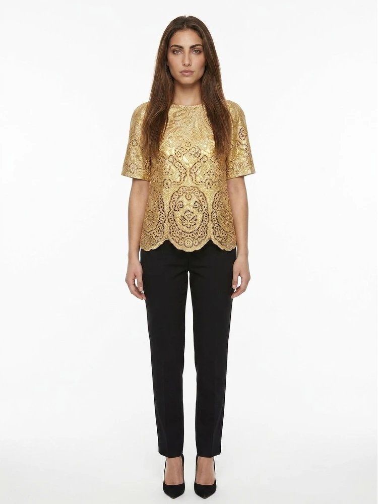 Gold Marabou Blouse