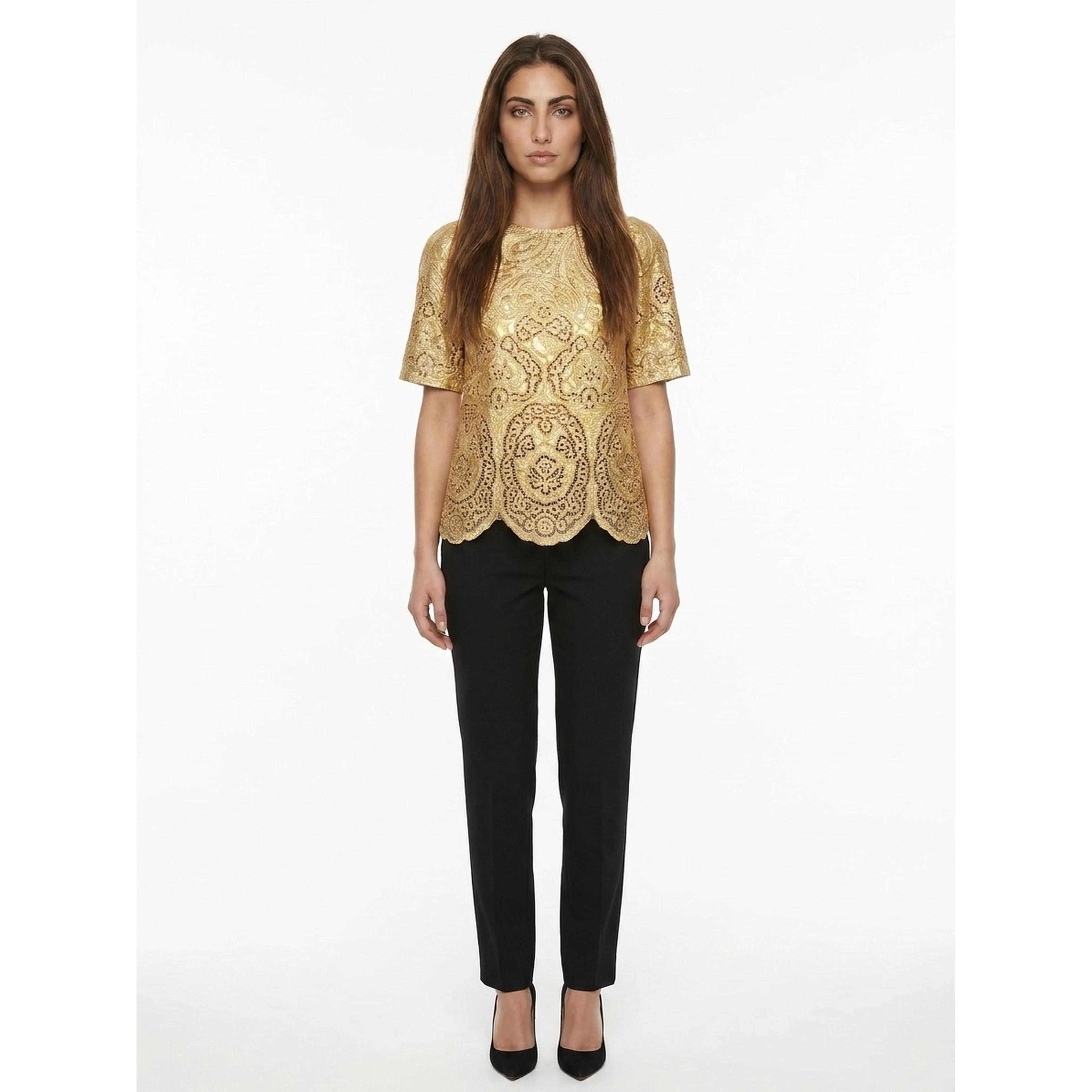 Gold Marabou Blouse