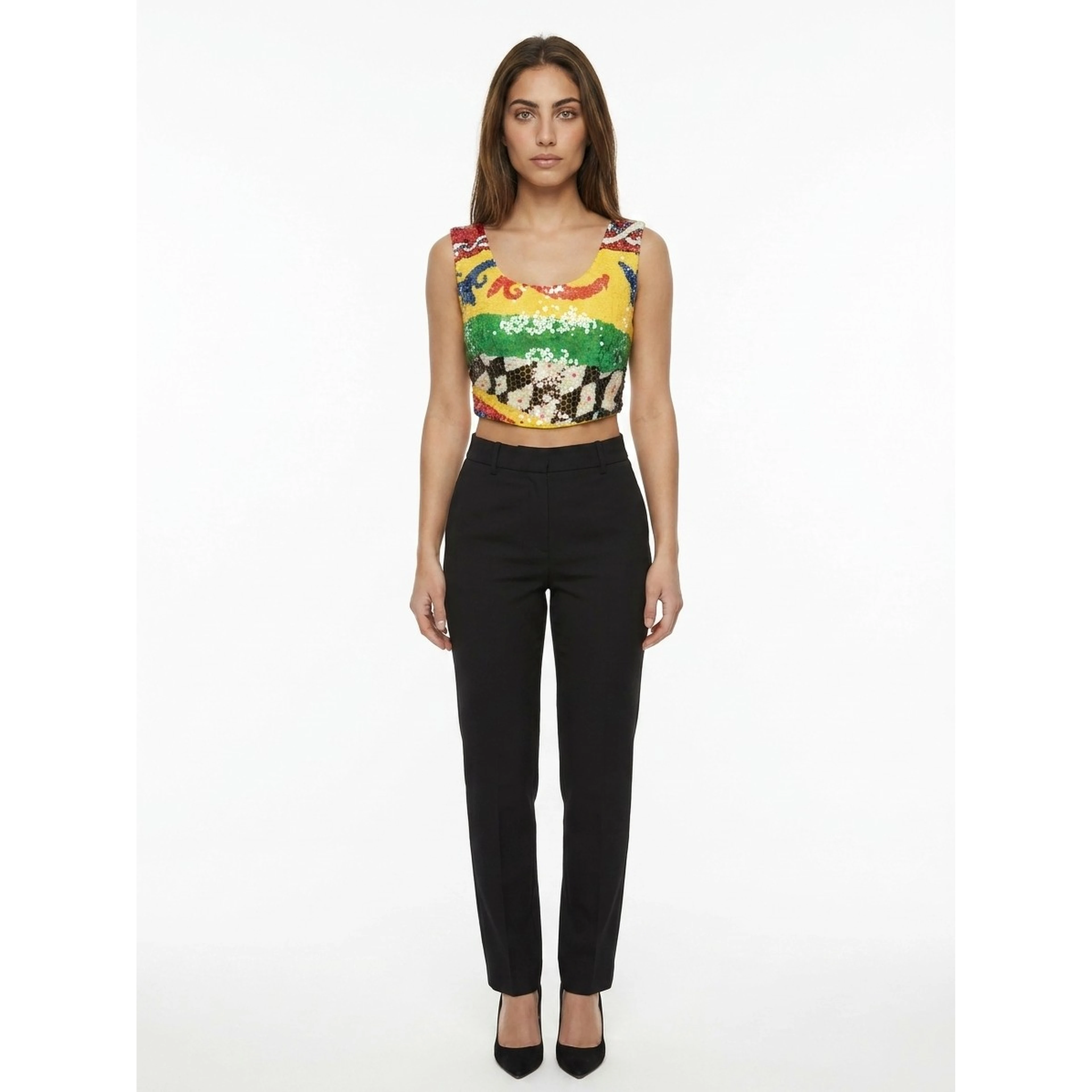 Multicolor Polyester Sleeveles T-Shirt