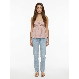 Pink Silk Sleeveles T-Shirt