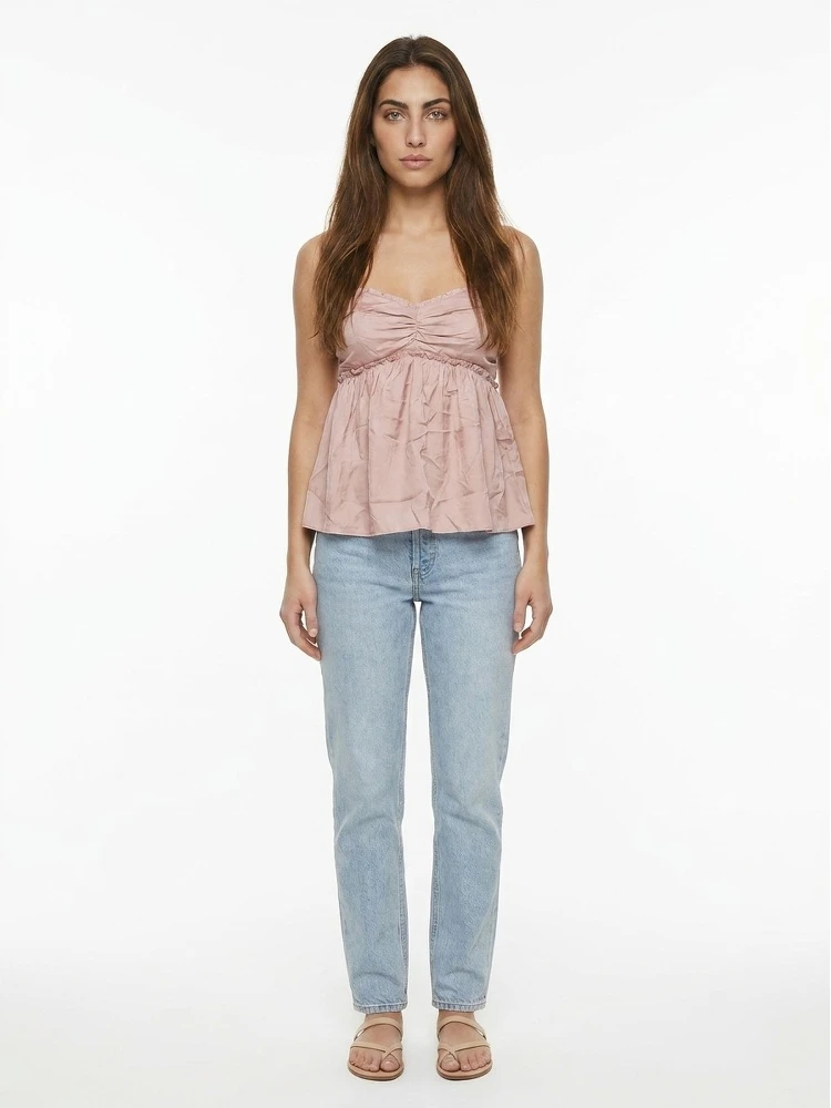 Pink Silk Sleeveles T-Shirt