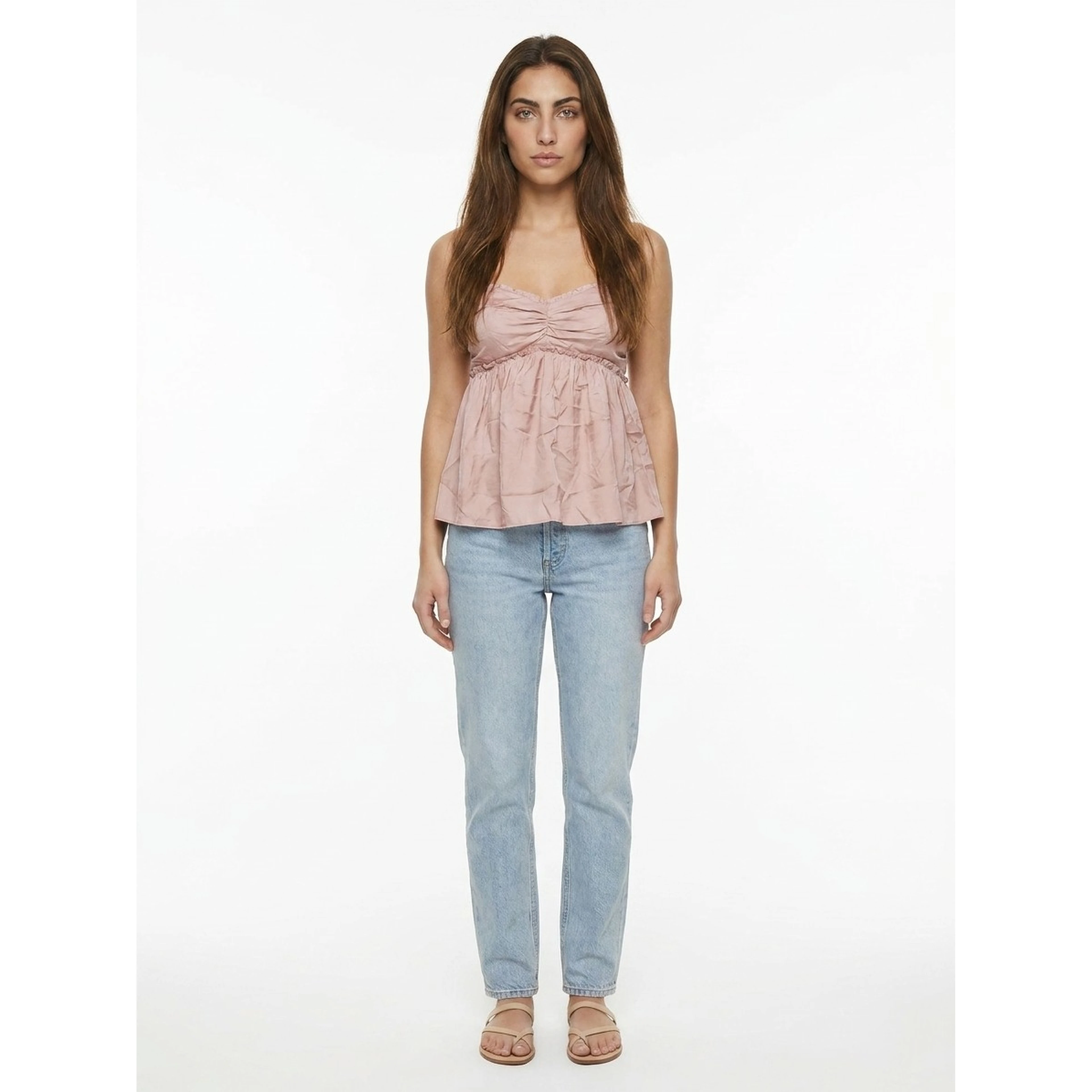 Pink Silk Sleeveles T-Shirt