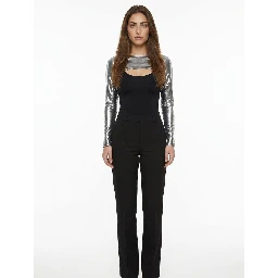 Silver Elastane Casual Pants
