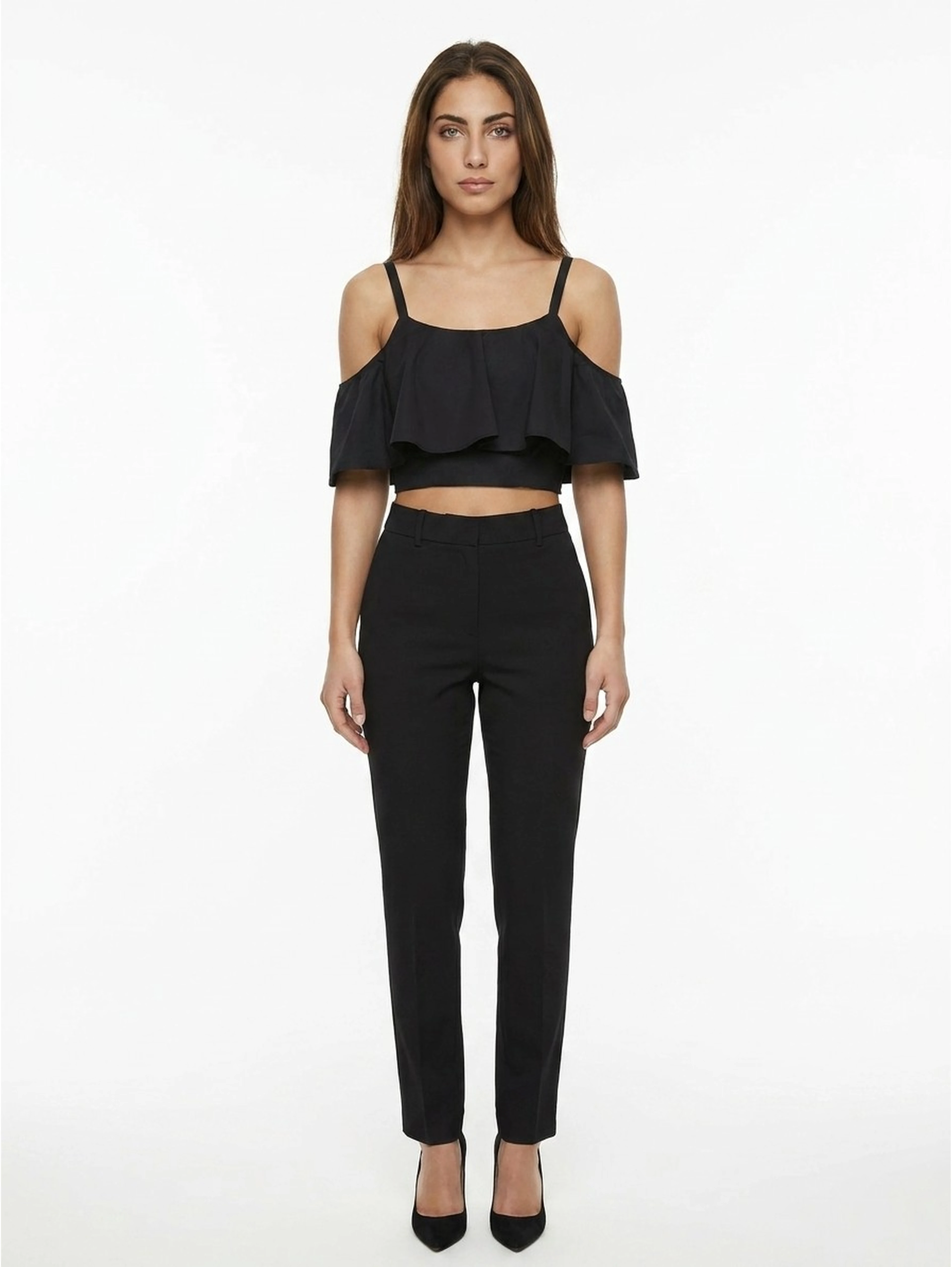 Black Cotton Sleeveles T-Shirt