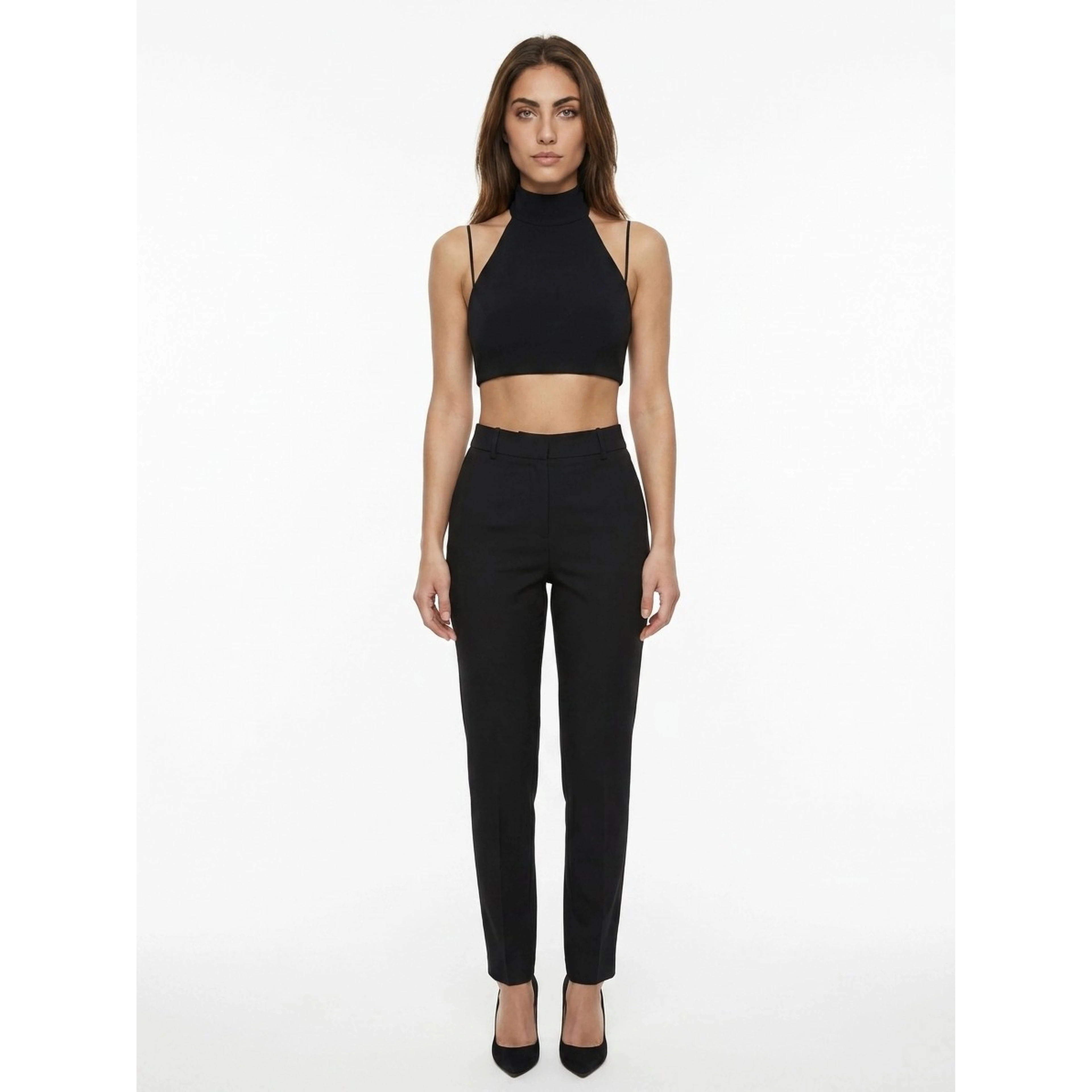 Black Elastane Skinny Pants