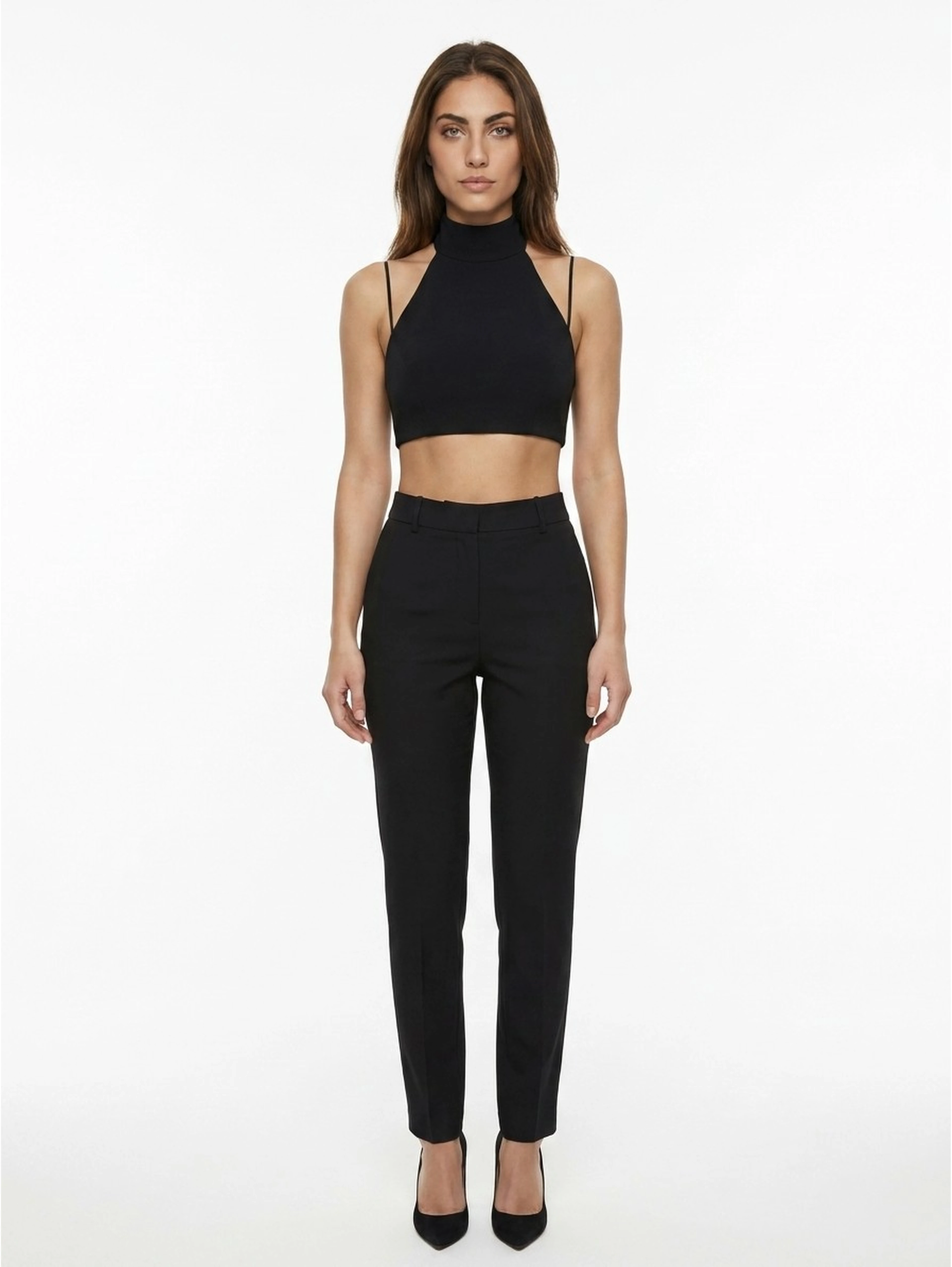 Black Elastane Skinny Pants