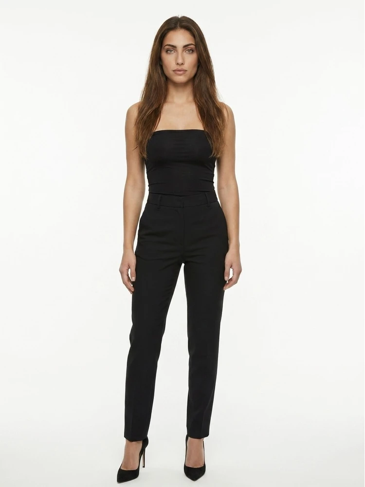 Black Elastane Sleeveles T-Shirt