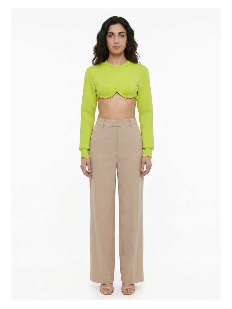 Green Elastane Long Sleeve T-Shirt