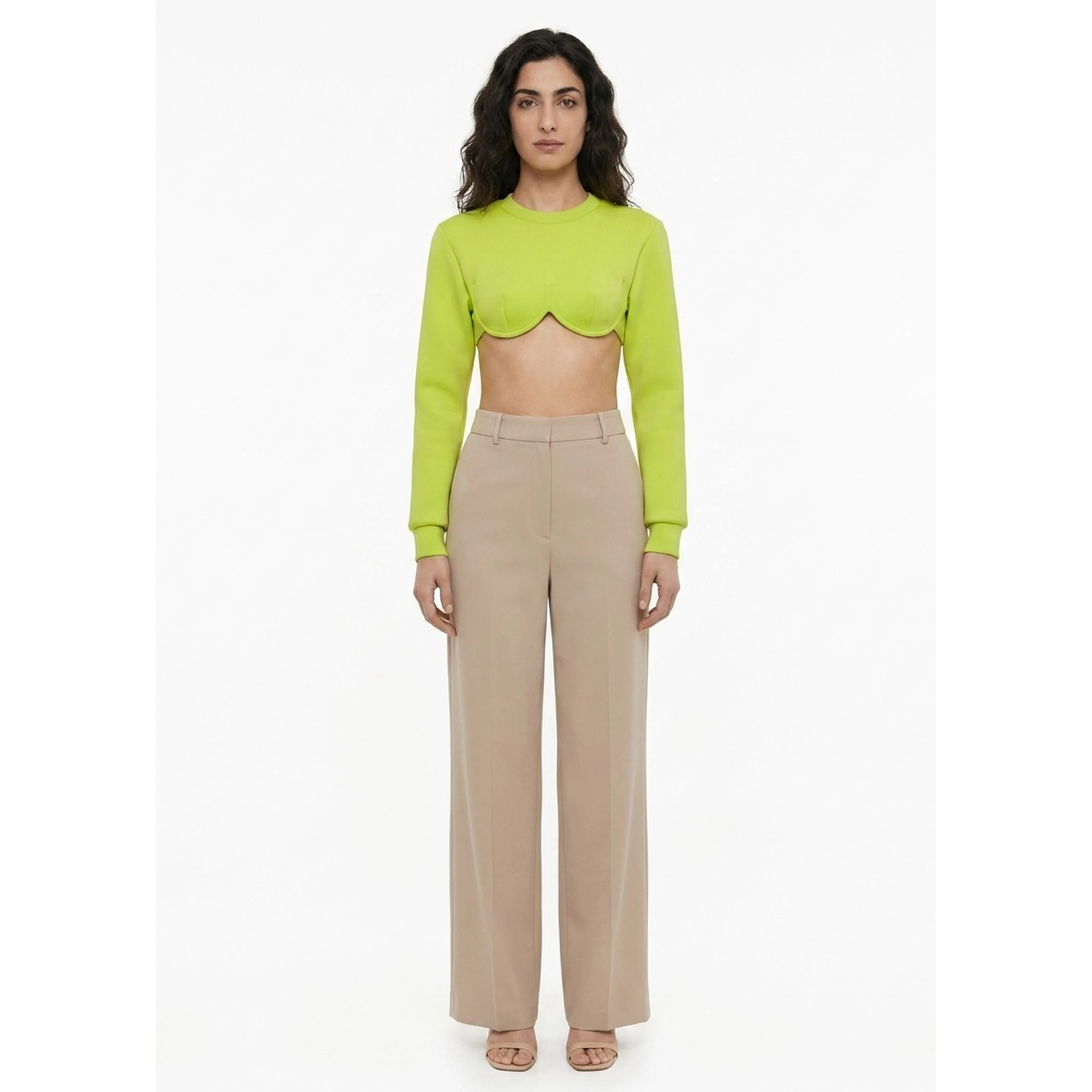 Green Elastane Long Sleeve T-Shirt