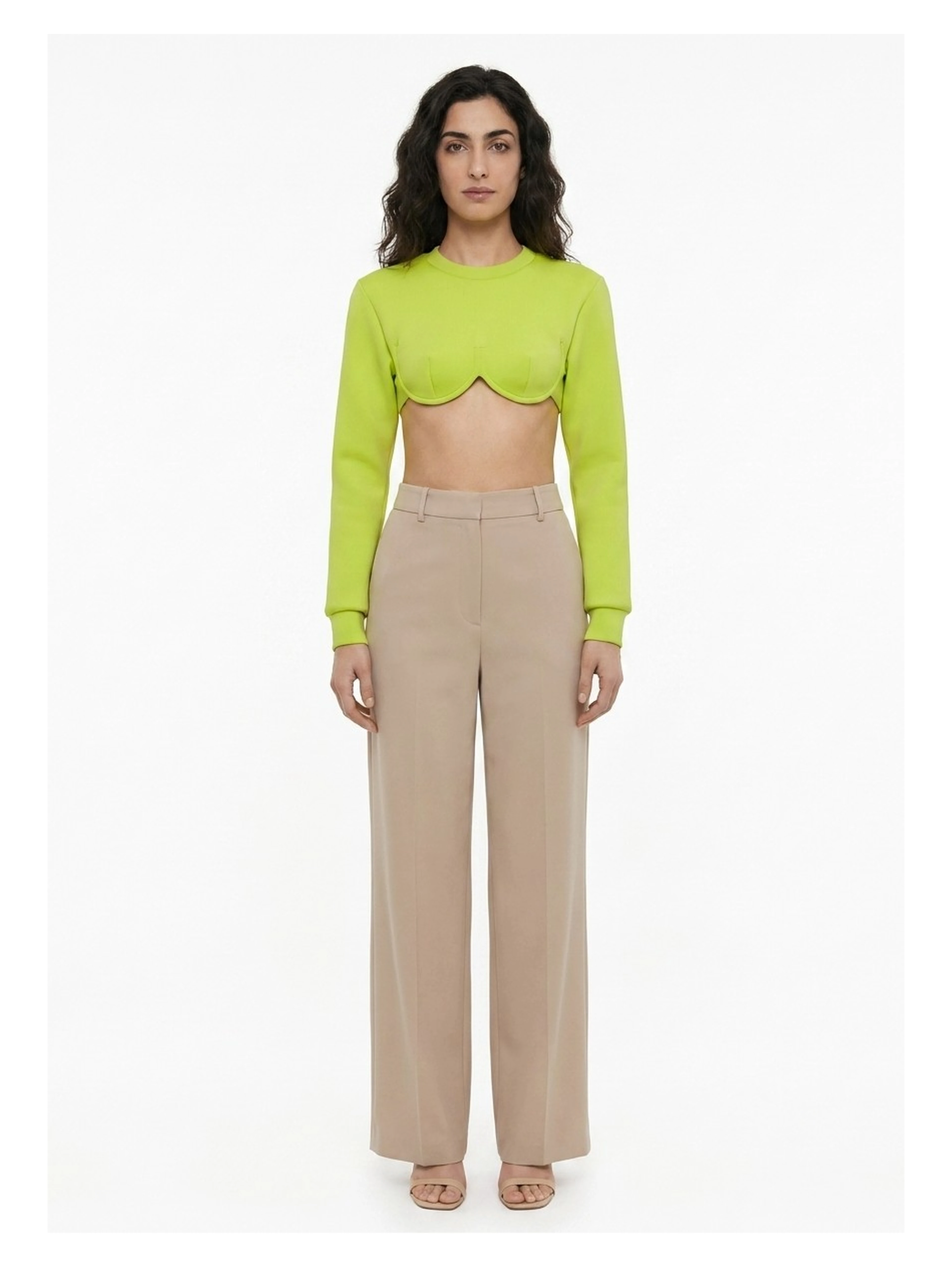 Green Elastane Long Sleeve T-Shirt