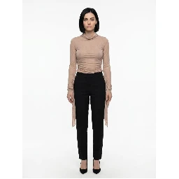 Purple Viscose Casual Pants