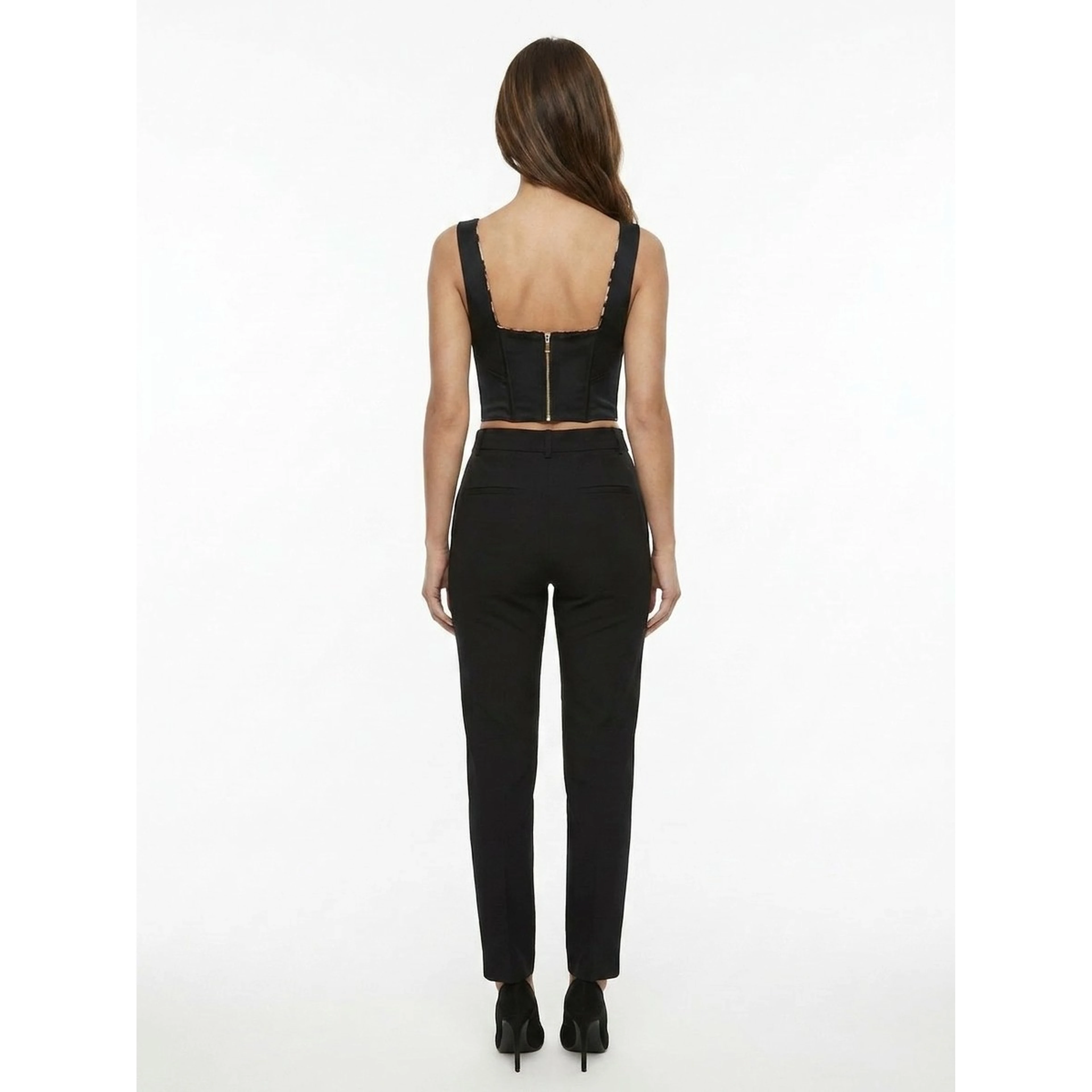 Black Elastane Sleeveles T-Shirt