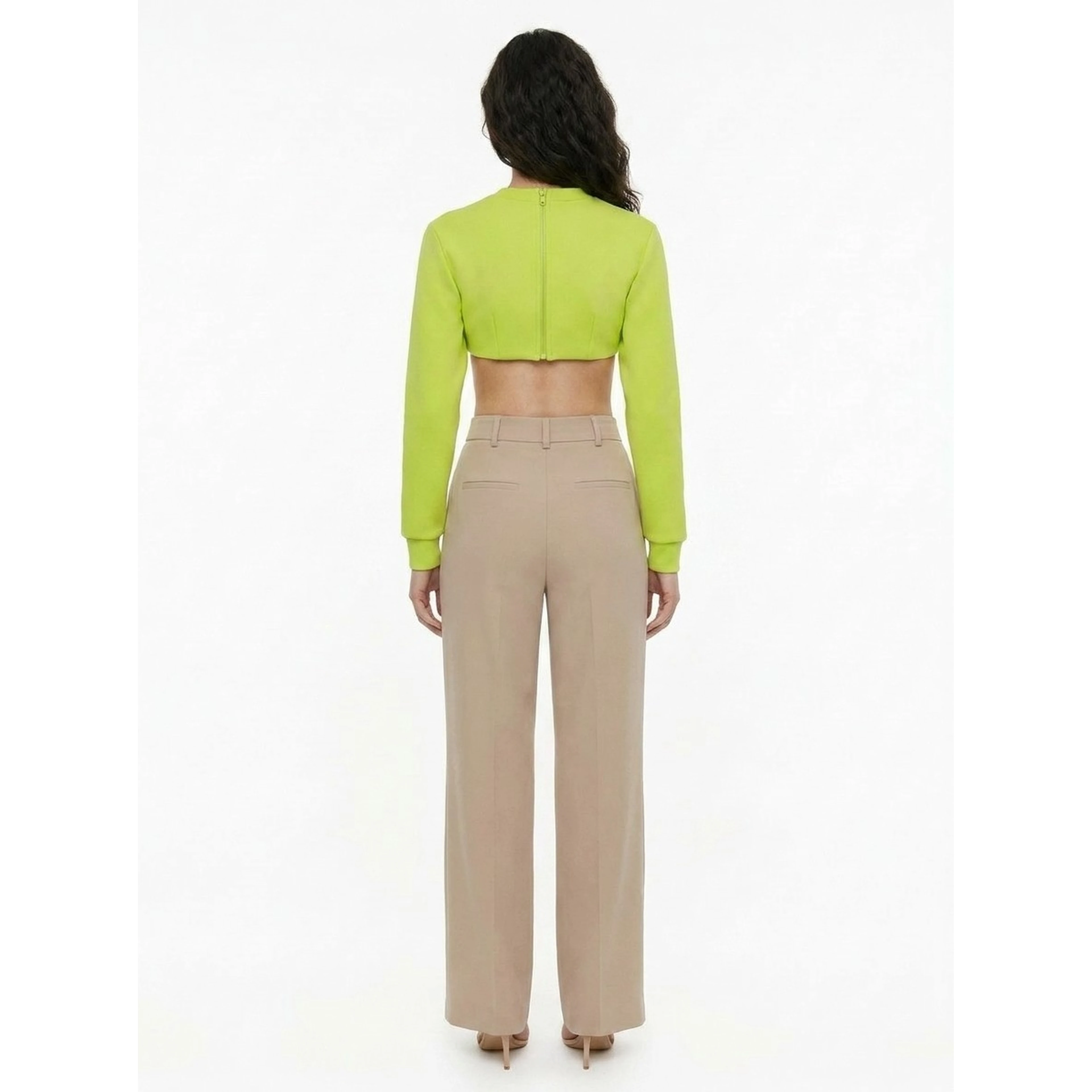 Green Elastane Long Sleeve T-Shirt