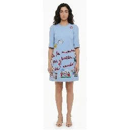 Light Blue Virgin Wool Casual Dress