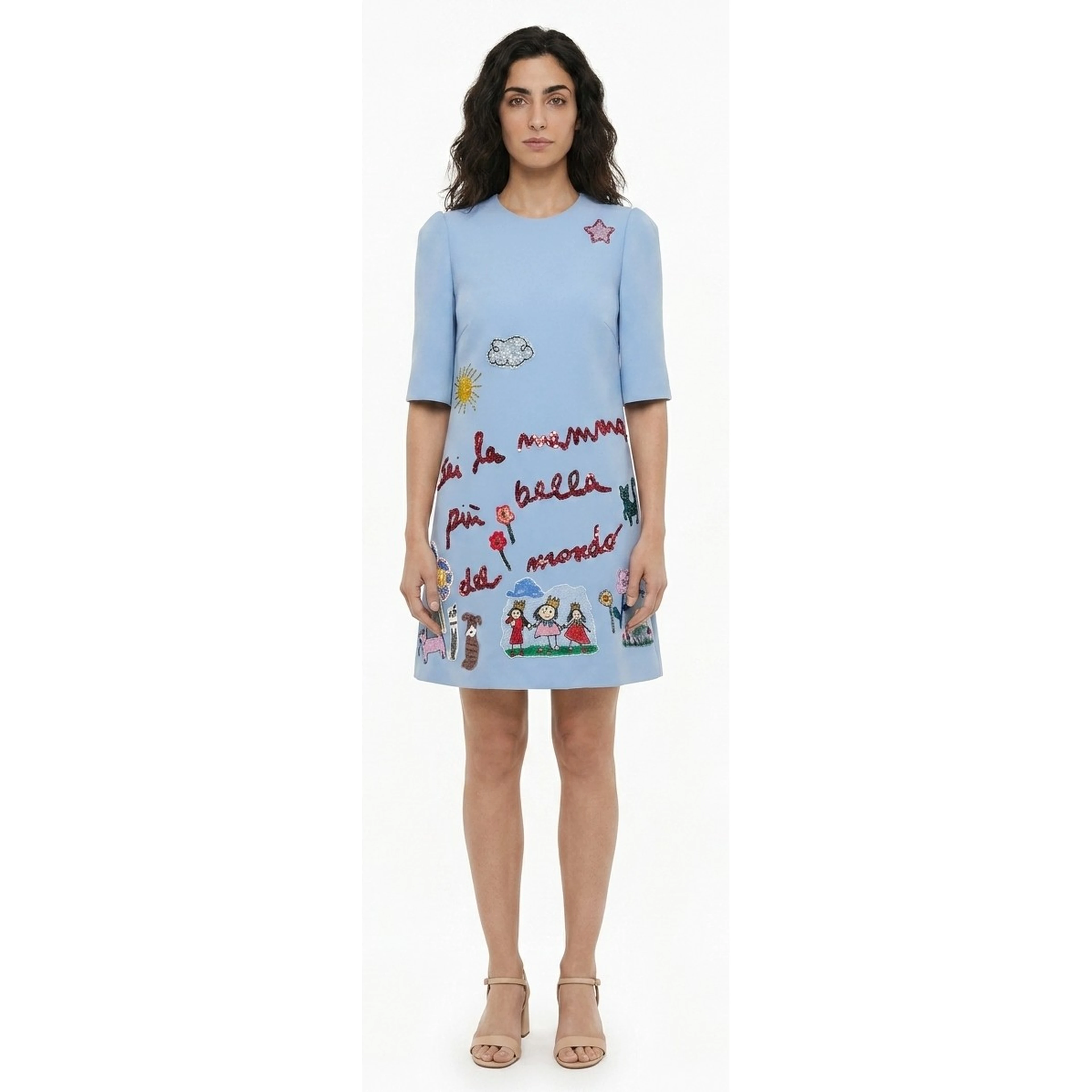 Light Blue Virgin Wool Casual Dress