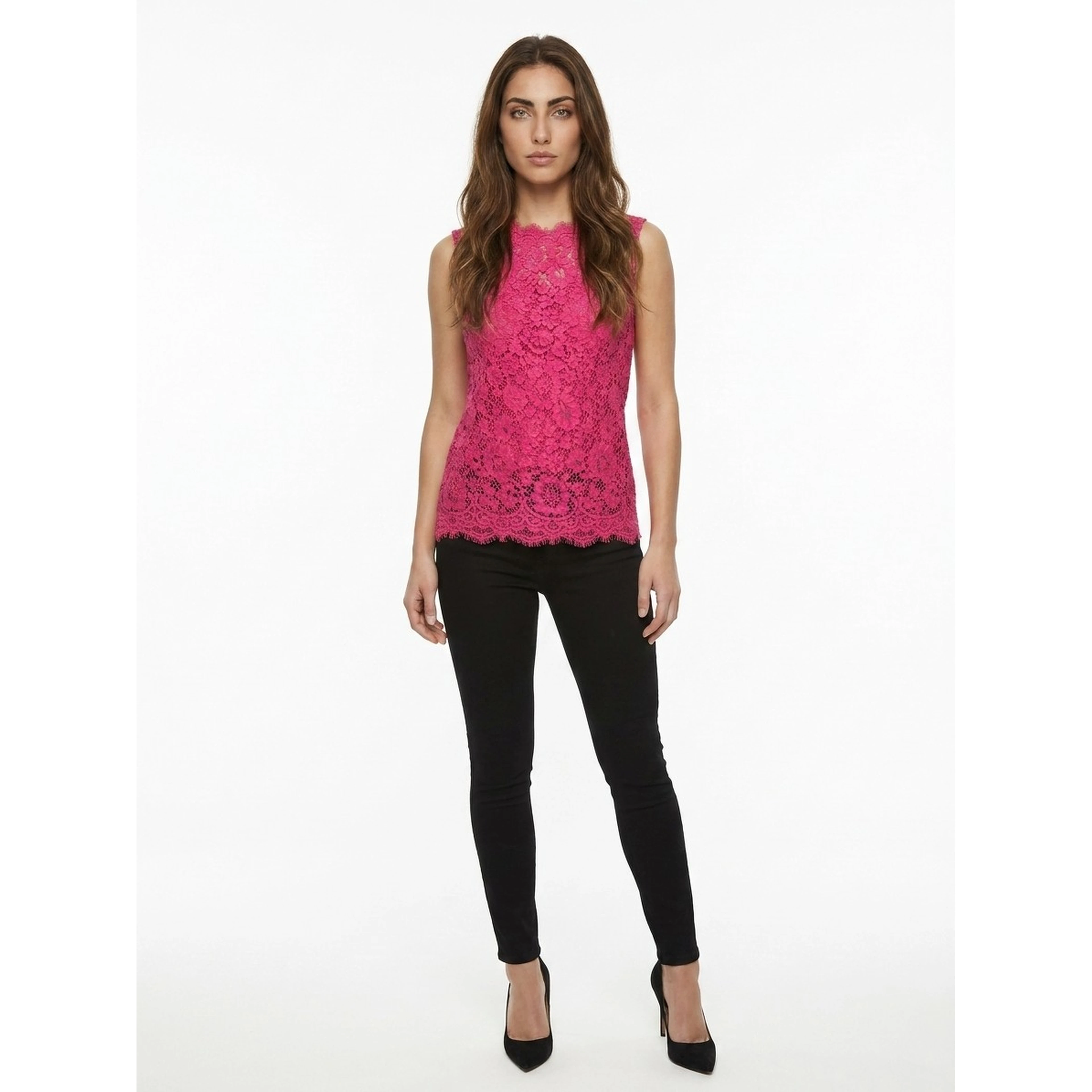 Pink Cotton Sleeveles T-Shirt