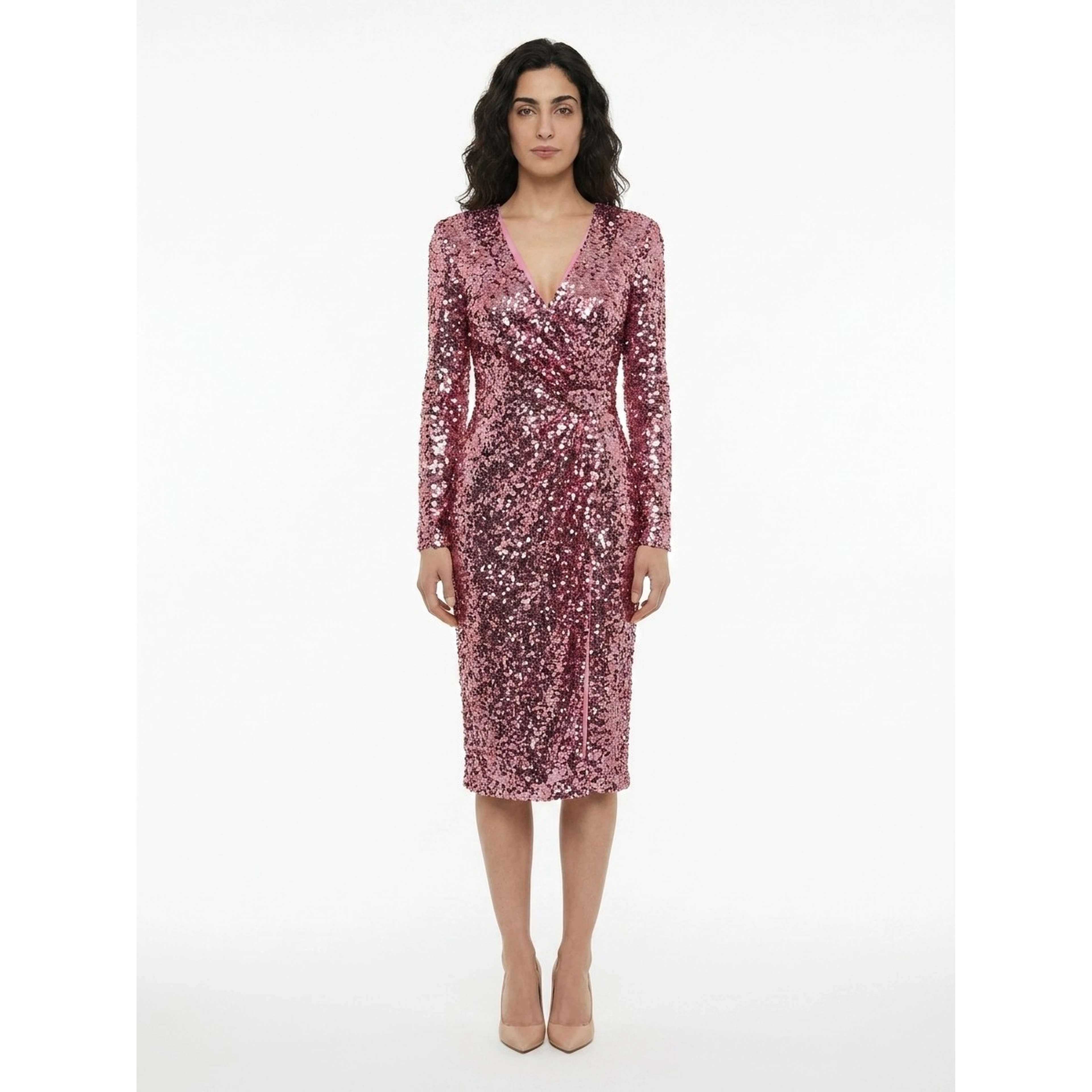 Pink Elastane Cocktail Dress