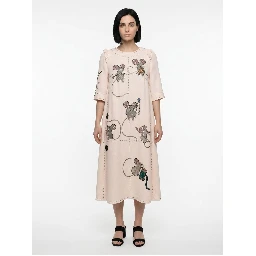 Cream Polyester Casual Dress