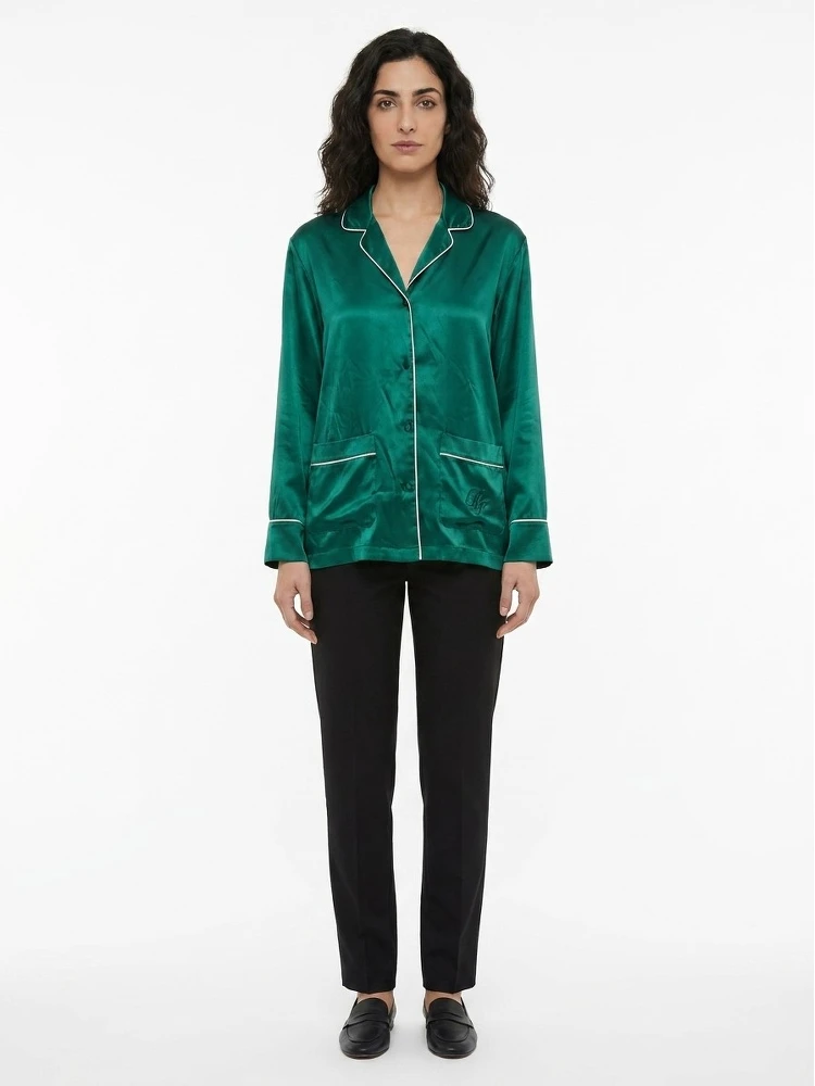 Green Silk Top Sleepwear