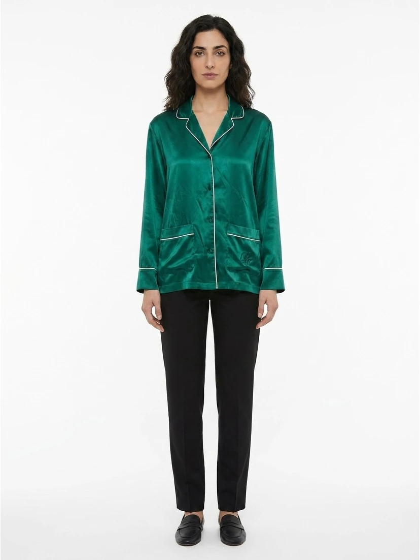 Green Silk Top Sleepwear