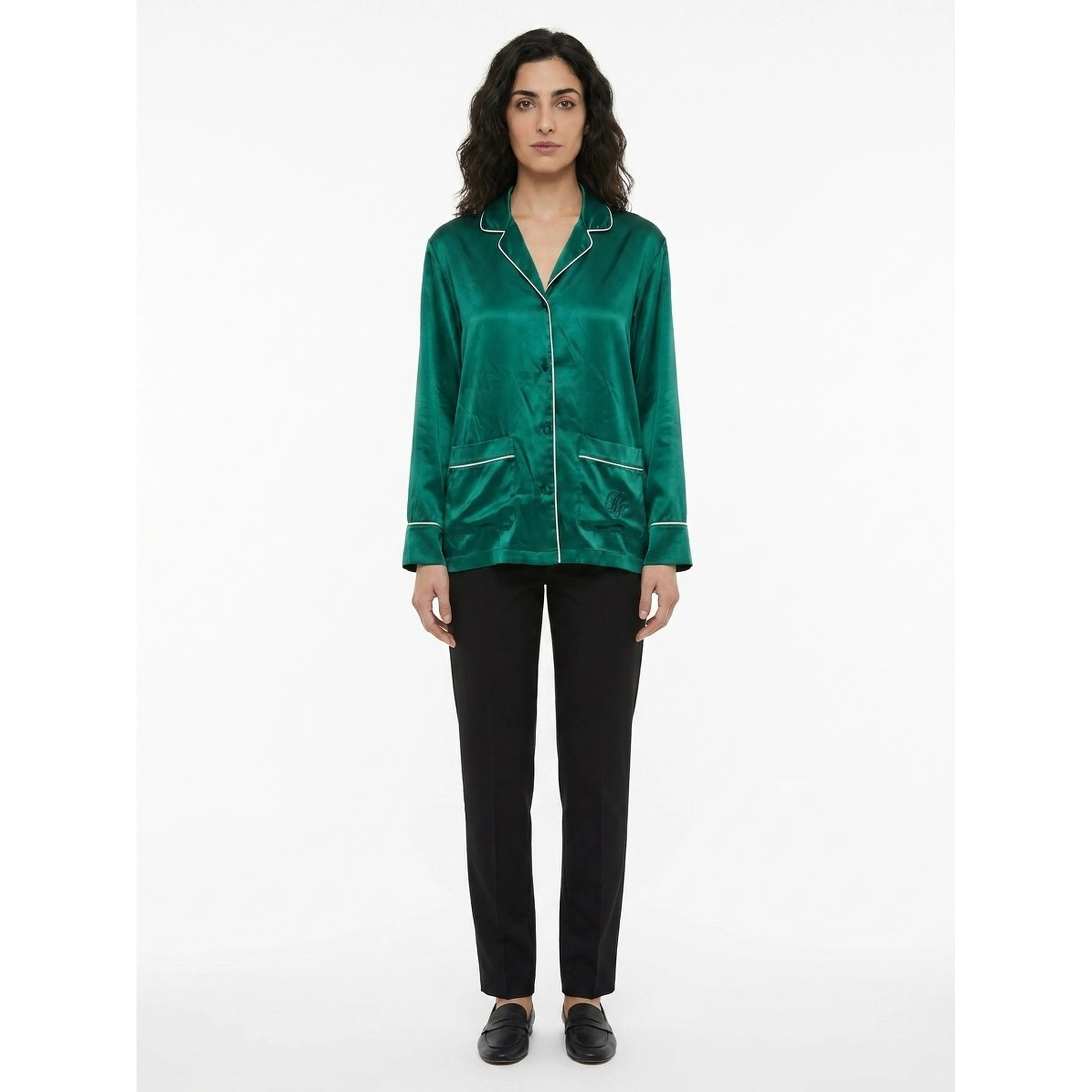 Green Silk Top Sleepwear