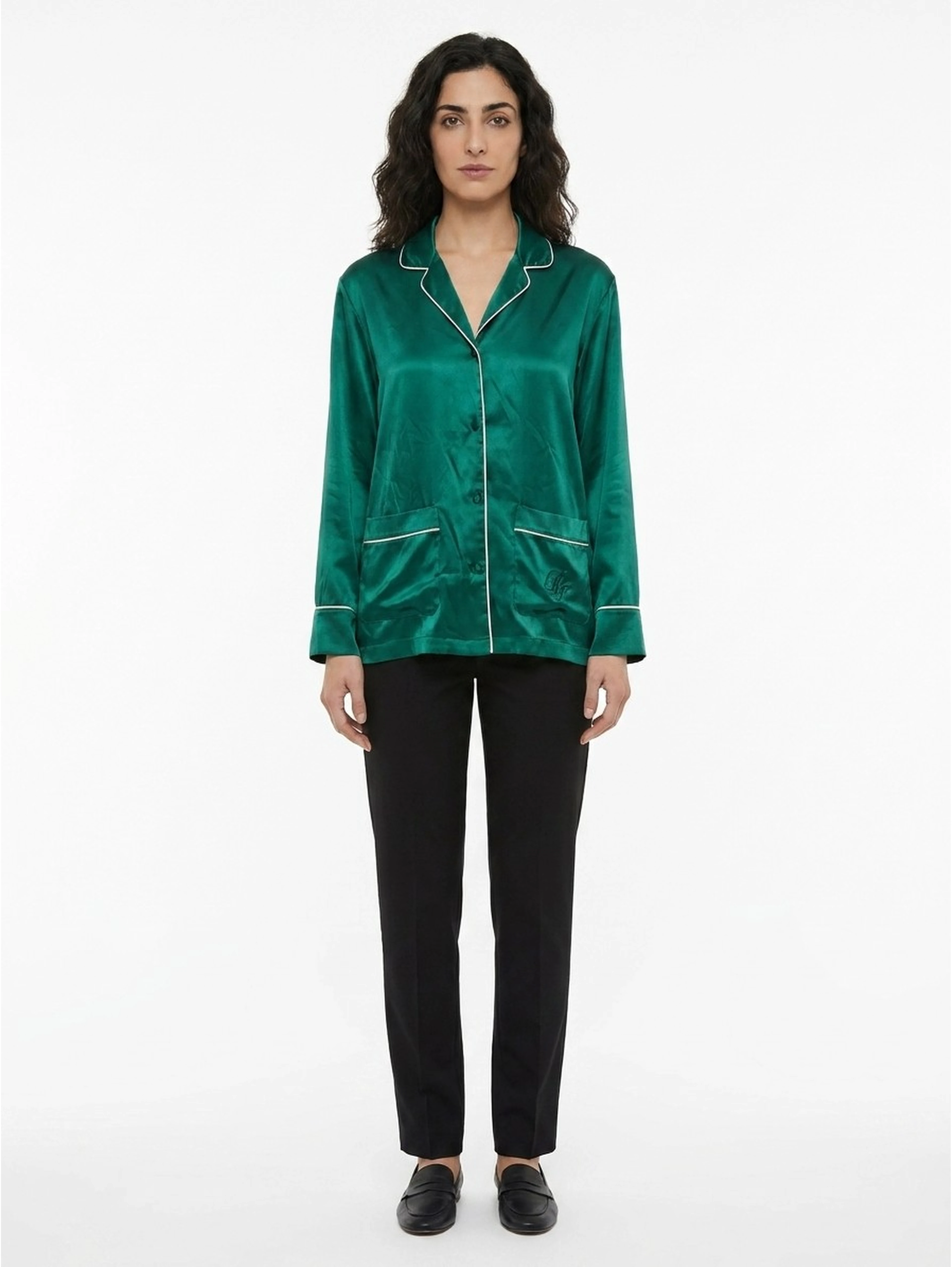 Green Silk Top Sleepwear